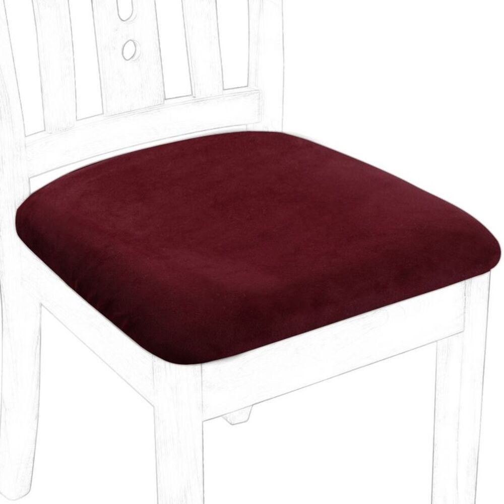 4Pcs Velvet Dinning Chair Seat Cover Slipcovers Burgundy